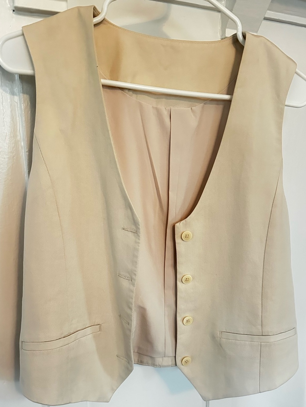 Vuori Cream Women's Tailored Button Vest